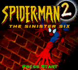 Spiderman 2 The Sinister Six title screen for GameBoy Color